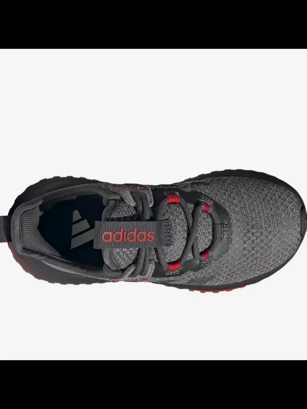 adidas Boys 5 Yputh Gray and Red Knit Sneaker